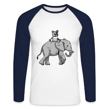 Reise reisen Trip Elefant Katze Tiere Kinder - Unisex Baseballshirt langarm - Weiß/Navy - Vorne - Nik (191cm)