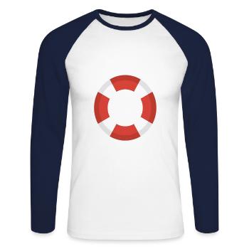 gardien de la piscine - T-shirt baseball manches longues Homme - blanc/marine - Devant - Nik (191cm)