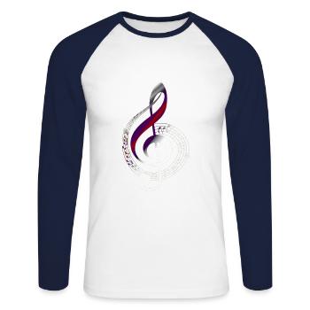 Clef - Unisex Long Sleeve Baseball T-Shirt - white/navy - Front - Nik (191cm)