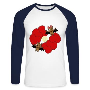 Chauve-souris Saint Valentin Dark Fantasy Enfants Amour - T-shirt baseball manches longues Homme - blanc/marine - Devant - Nik (191cm)