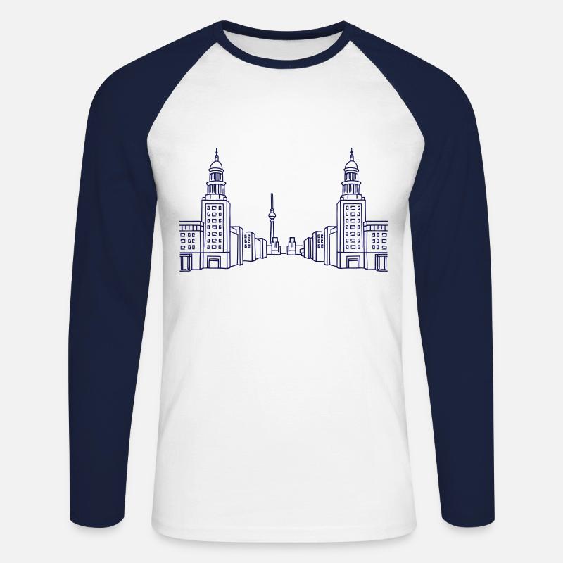 Frankfurter Tor Berlin - Unisex Baseballshirt langarm - Weiß/Navy
