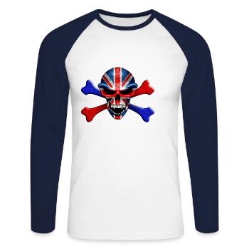 Union Jack Skull - T-shirt baseball manches longues Homme - blanc/marine - Devant - Nik (191cm)