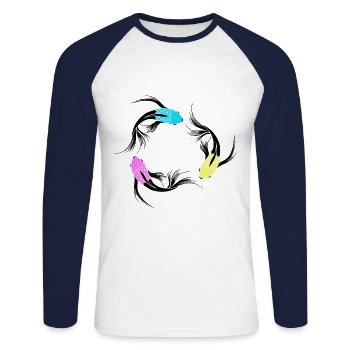 Fisch Koi Fantasy Fische Asien Japanische Kunst - Unisex Baseballshirt langarm - Weiß/Navy - Vorne - Nik (191cm)