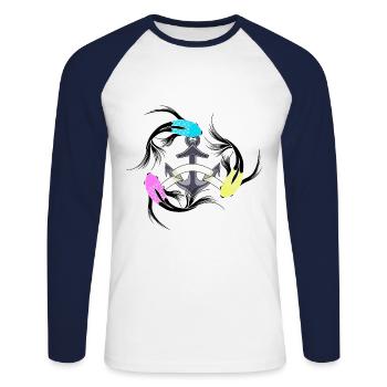 Maritime fish anchor seafaring fantasy carp - Unisex Long Sleeve Baseball T-Shirt - white/navy - Front - Nik (191cm)