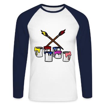 Pinsel Farbe Eimer Maler Künstler Graffiti Getto - Unisex Baseballshirt langarm - Weiß/Navy - Vorne - Nik (191cm)