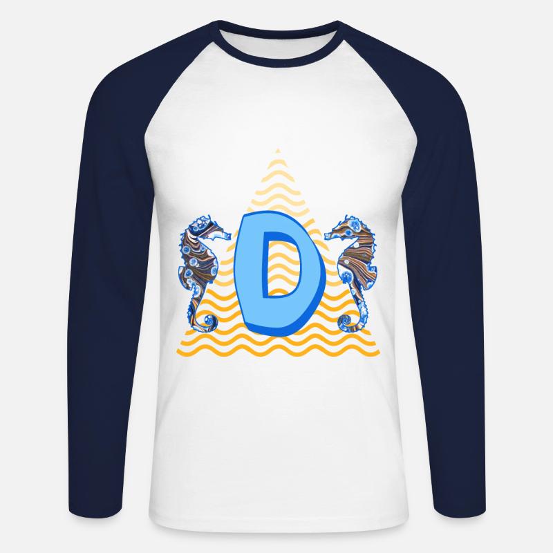 seepferdchen e 262 d - Unisex Baseballshirt langarm - Weiß/Navy