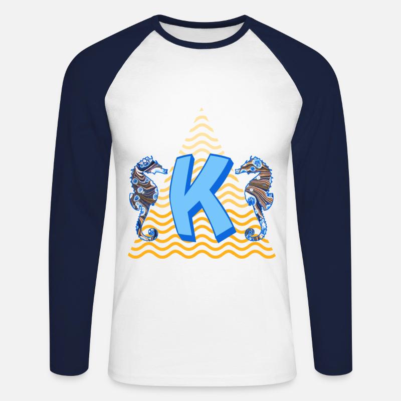 seepferdchen e 262 k - Unisex Baseballshirt langarm - Weiß/Navy