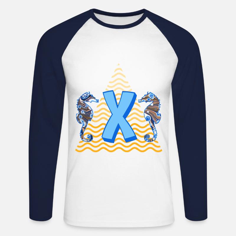 seepferdchen e 262 x - Unisex Baseballshirt langarm - Weiß/Navy