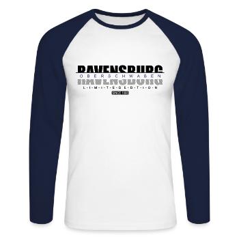 Ravensburg Ville de Haute-Souabe Cadeau de farine - T-shirt baseball manches longues Homme - blanc/marine - Devant - Nik (191cm)