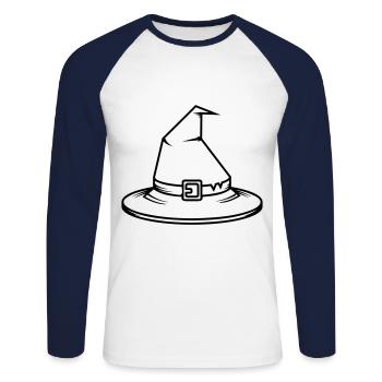 Zauberhut Hexe - Unisex Baseballshirt langarm - Weiß/Navy - Vorne - Nik (191cm)