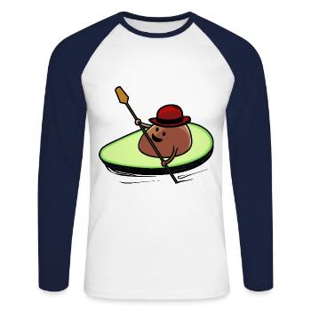 Avocado vacancier paddle bateau tour de voyage - T-shirt baseball manches longues Homme - blanc/marine - Devant - Nik (191cm)