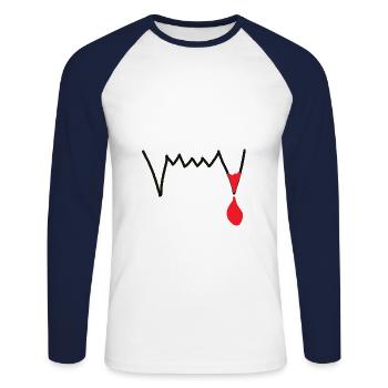 Vampire teeth Vampire bite Vampire - Unisex Long Sleeve Baseball T-Shirt - white/navy - Front - Nik (191cm)