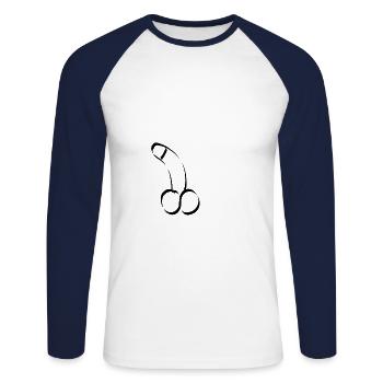 Penis Tail Stand Dildo - Unisex Long Sleeve Baseball T-Shirt - white/navy - Front - Nik (191cm)