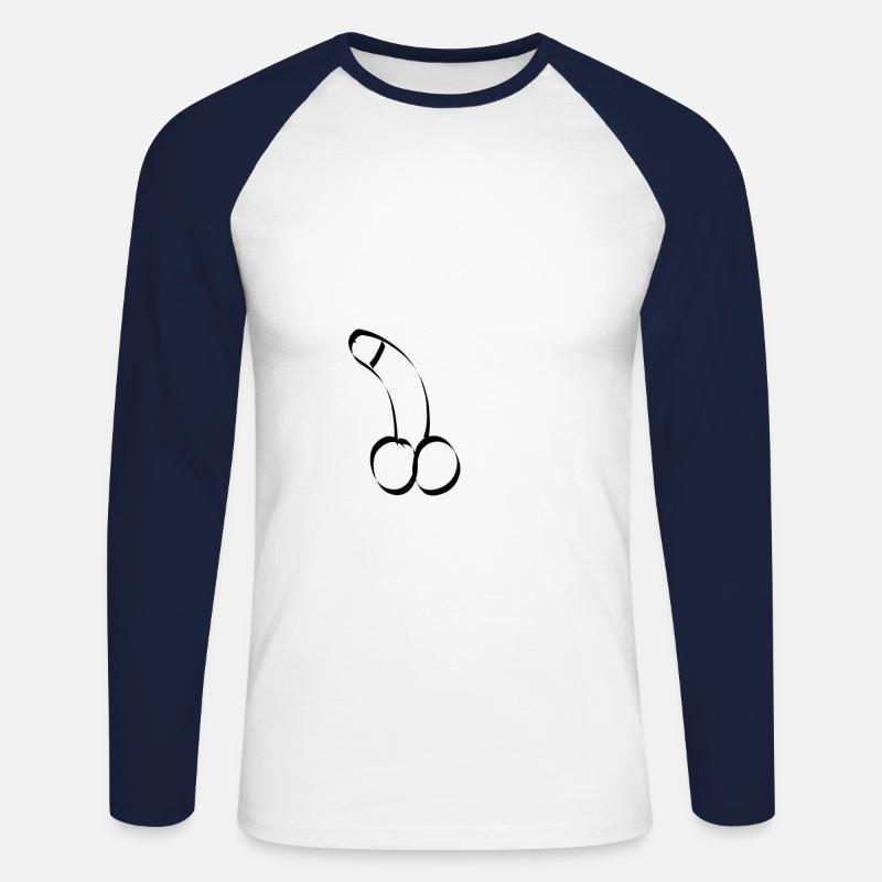 Pénis bite support gode - T-shirt baseball manches longues Homme - blanc/marine
