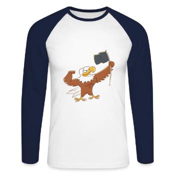 Eagle Flag Fantasy Drawing Bird COMIC - Unisex Long Sleeve Baseball T-Shirt - white/navy - Front - Nik (191cm)