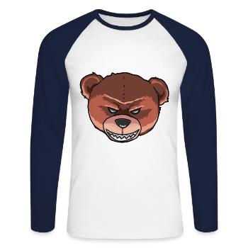 Horror Halloween Teddy Bear Grim Creepy Monster - Unisex Long Sleeve Baseball T-Shirt - white/navy - Front - Nik (191cm)