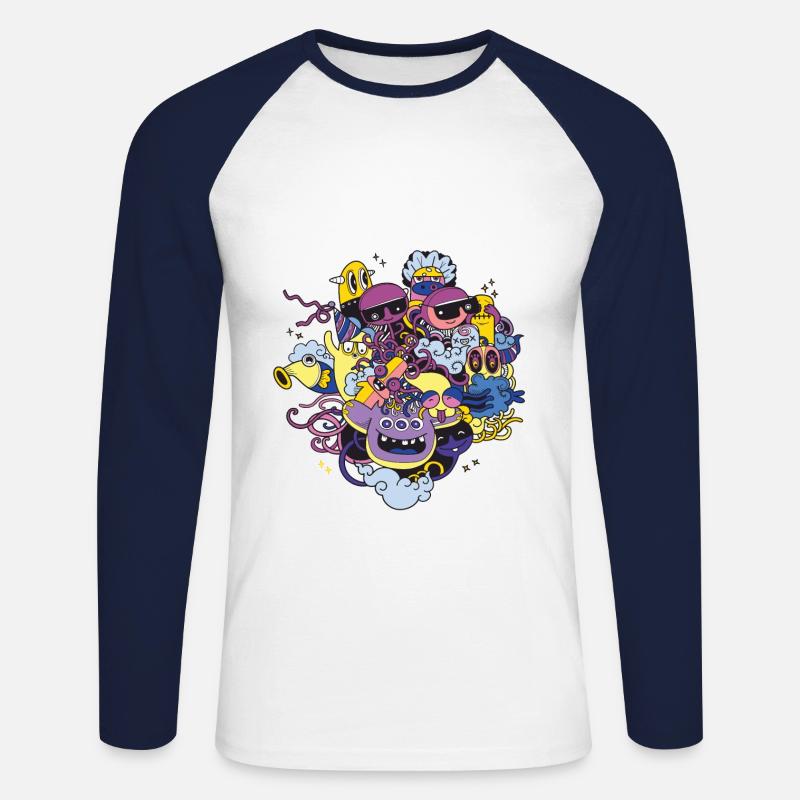 Alien Team - Unisex Baseballshirt langarm - Weiß/Navy