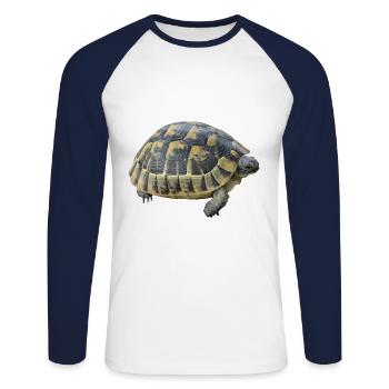 Turtle kids boy girl gift - Unisex Long Sleeve Baseball T-Shirt - white/navy - Front - Nik (191cm)