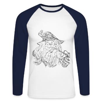 Alter man Geschenk - Unisex Baseballshirt langarm - Weiß/Navy - Vorne - Nik (191cm)