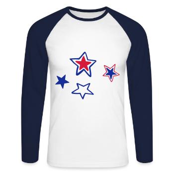 USA Sterne Himmel - Unisex Baseballshirt langarm - Weiß/Navy - Vorne - Nik (191cm)