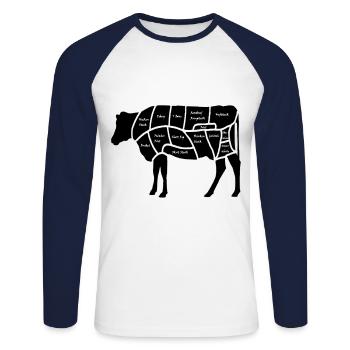 Beef - Unisex Long Sleeve Baseball T-Shirt - white/navy - Front - Nik (191cm)