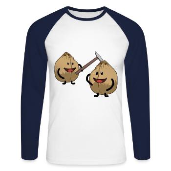 Kokosnuss Nuss Nüsse knacken Hammer Fantasy - Unisex Baseballshirt langarm - Weiß/Navy - Vorne - Nik (191cm)