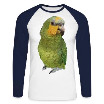 Die orange geflügelte Amazone - Unisex Baseballshirt langarm - Weiß/Navy - Vorne - Nik (191cm)