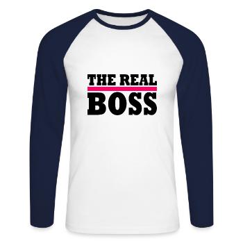The real boss - T-shirt baseball manches longues Homme - blanc/marine - Devant - Nik (191cm)
