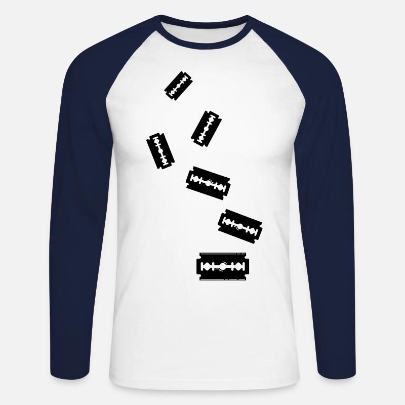 Rasierklinge Icon Symbol - Unisex Baseballshirt langarm - Weiß/Navy