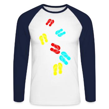Flip-flops icon - Unisex Long Sleeve Baseball T-Shirt - white/navy - Front - Nik (191cm)