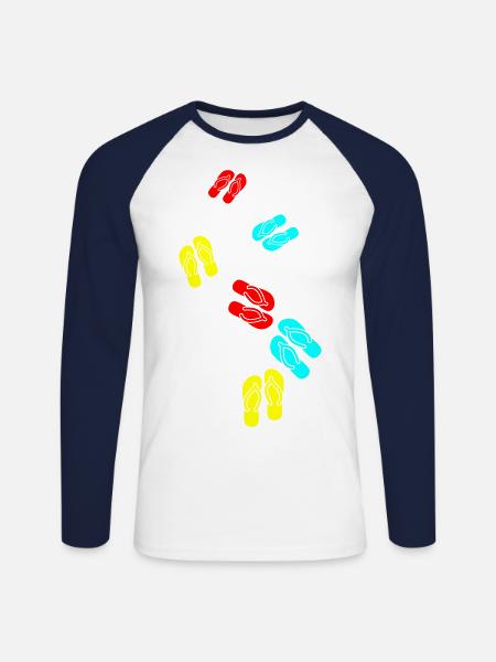 Flip-flops icon - Unisex Long Sleeve Baseball T-Shirt - white/navy