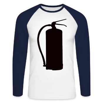 Conception d’extincteur - T-shirt baseball manches longues Homme - blanc/marine - Devant - Nik (191cm)