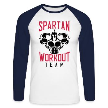 spartan fitness sparta - T-shirt baseball manches longues Homme - blanc/marine - Devant - Nik (191cm)
