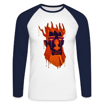 Beautiful and Fun Treant Tree Monster Design - Unisex Long Sleeve Baseball T-Shirt - white/navy - Front - Nik (191cm)