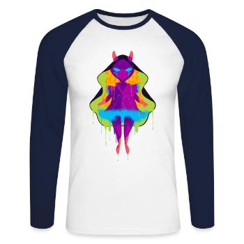 A Beautiful and Funny Doll - Unisex Long Sleeve Baseball T-Shirt - white/navy - Front - Nik (191cm)