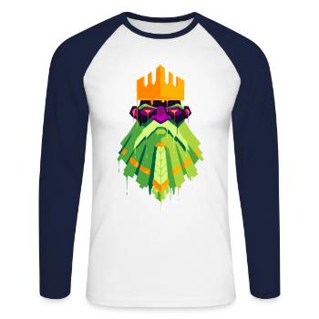 A Beautiful and Funny Dwarf King Design - Unisex Long Sleeve Baseball T-Shirt - white/navy - Front - Nik (191cm)