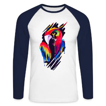 A Beautiful and Funny Parrot Design - Unisex Long Sleeve Baseball T-Shirt - white/navy - Front - Nik (191cm)