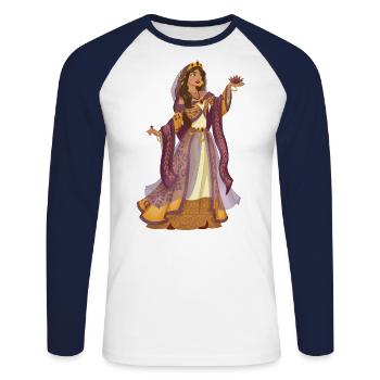 Queen Arabic Fairy Tales Fantasy - Unisex Long Sleeve Baseball T-Shirt - white/navy - Front - Nik (191cm)