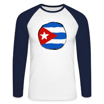 CUBA - Unisex Long Sleeve Baseball T-Shirt - white/navy - Front - Nik (191cm)