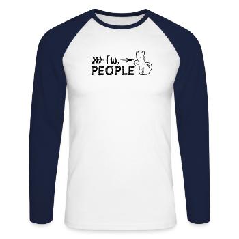 Ew People - Katzen - Unisex Baseballshirt langarm - Weiß/Navy - Vorne - Nik (191cm)