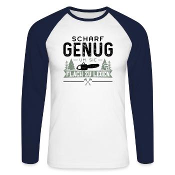 Scharf Genug Um Sie Flach Zu Legen - Holzfäller - Unisex Baseballshirt langarm - Weiß/Navy - Vorne - Nik (191cm)