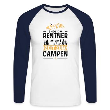 Endlich Rentner Zeit Zum Campen - Camping - Unisex Baseballshirt langarm - Weiß/Navy - Vorne - Nik (191cm)