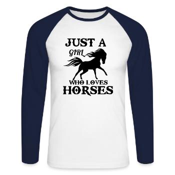Cadeau de petite amie d'équitation poney amour drôle - T-shirt baseball manches longues Homme - blanc/marine - Devant - Nik (191cm)