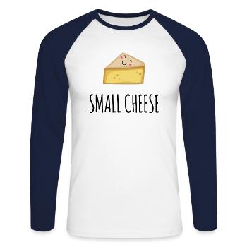 Small Cheese - Unisex Long Sleeve Baseball T-Shirt - white/navy - Front - Nik (191cm)
