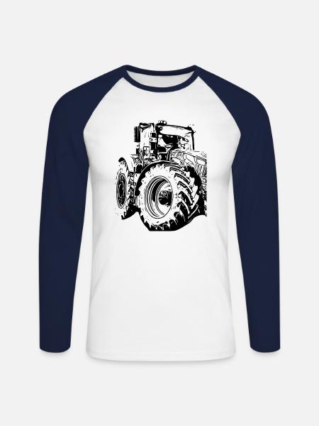 Traktor - Unisex Baseballshirt langarm - Weiß/Navy