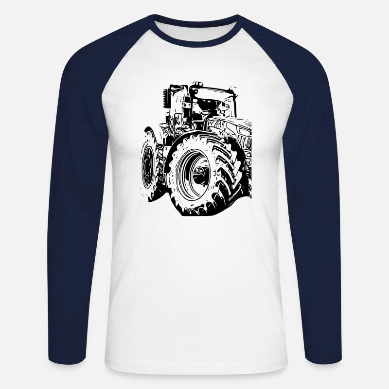 Traktor - Unisex Baseballshirt langarm - Weiß/Navy