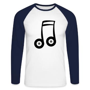 Enregistrements en tant que note de musique - T-shirt baseball manches longues Homme - blanc/marine - Devant - Nik (191cm)
