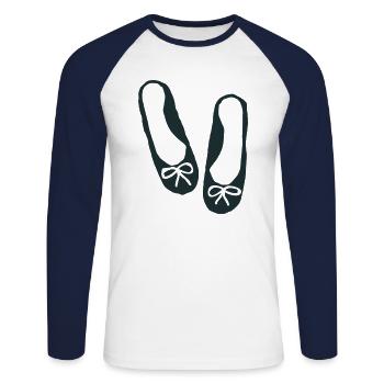 Rough ballet shoes - Unisex Long Sleeve Baseball T-Shirt - white/navy - Front - Nik (191cm)