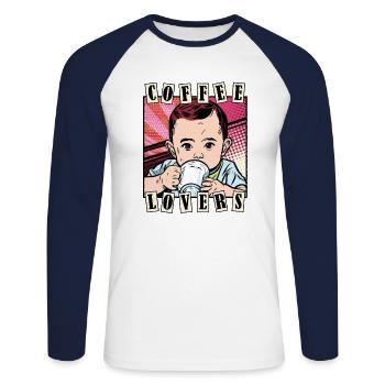 Baby Coffee - Unisex Long Sleeve Baseball T-Shirt - white/navy - Front - Nik (191cm)