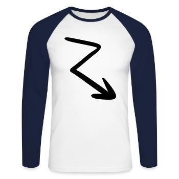 Flèche dessin croquis noir - T-shirt baseball manches longues Homme - blanc/marine - Devant - Nik (191cm)